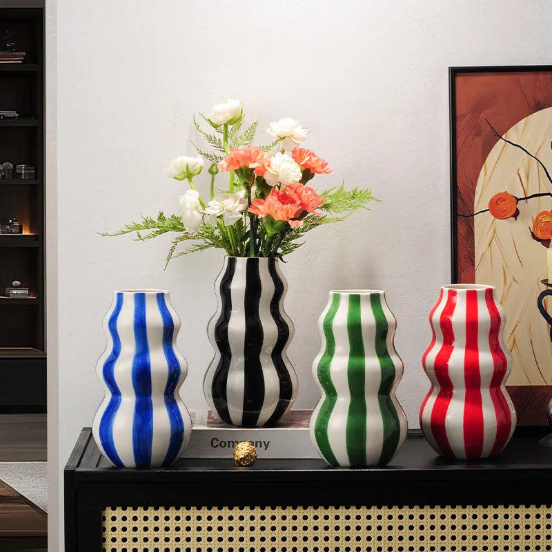 Ceramic Striped Vases