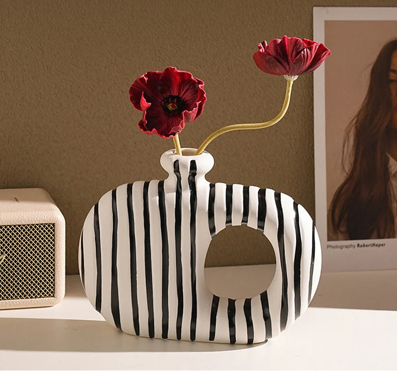 Ceramic Zebra Vase