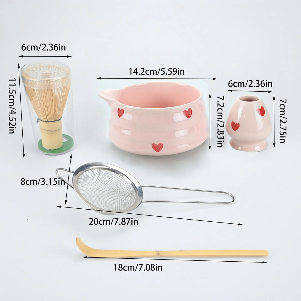 Pink Heart Matcha Set